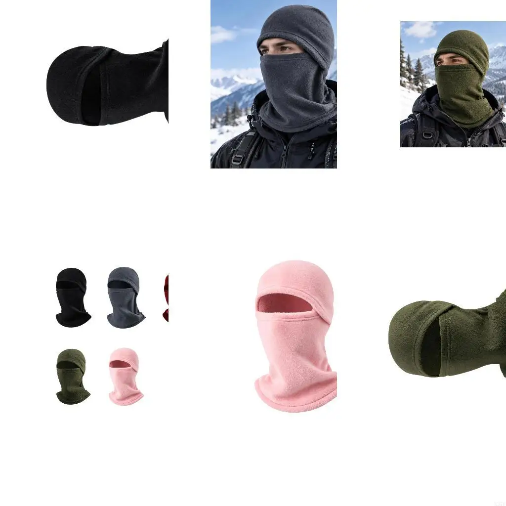 Soft Fleece Balaclava for Cold-Weather Travel, with Single Eye Opening, Stretch Construction, and Foldable Storage X37F