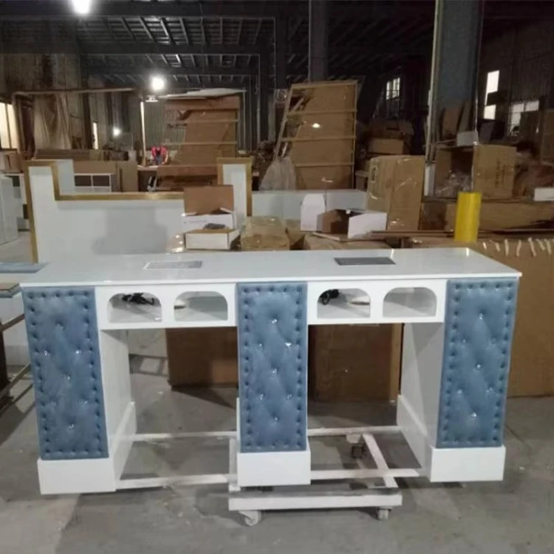 Salon Furniture Two Seat Table Nail Station Furniture Nail Table with Dust Collector
