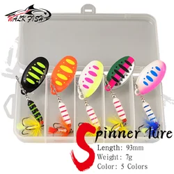 WALK FISH 5PCS 7G Spinner Spoon Rotating Metal Fishing Lures Trolling Hard Baits Fishing Lure Feather Treble Hook Saltwater