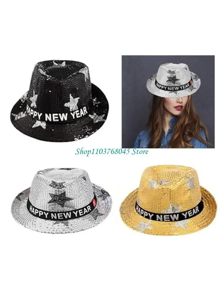 

R53F Elegant Glitters And Sequins Hats Stylish New Year Party Hats Accessory with Flashing Sequins in Multiple Color