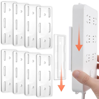 4-8pcs Wall Mount Power Strip Holder Punch FreeSelf Adhesive Desktop Socket Holders Cable Wire Management Home Organizer Rack