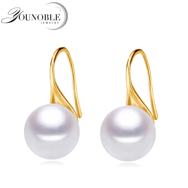 

Real 18K Gold natural freshwater pearl Earring For Women Trendy Wedding Pearl Earring Birthday Best Gift