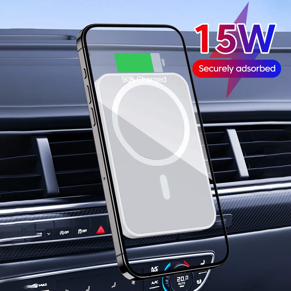 

Автомобильное магнитное беспроводное зарядное устройство для быстрой зарядки 15 Вт, держатель для мобильного телефона с вентиляционным отверстием, подходит для iPhone 15 16 17, автомобильная зарядная станция