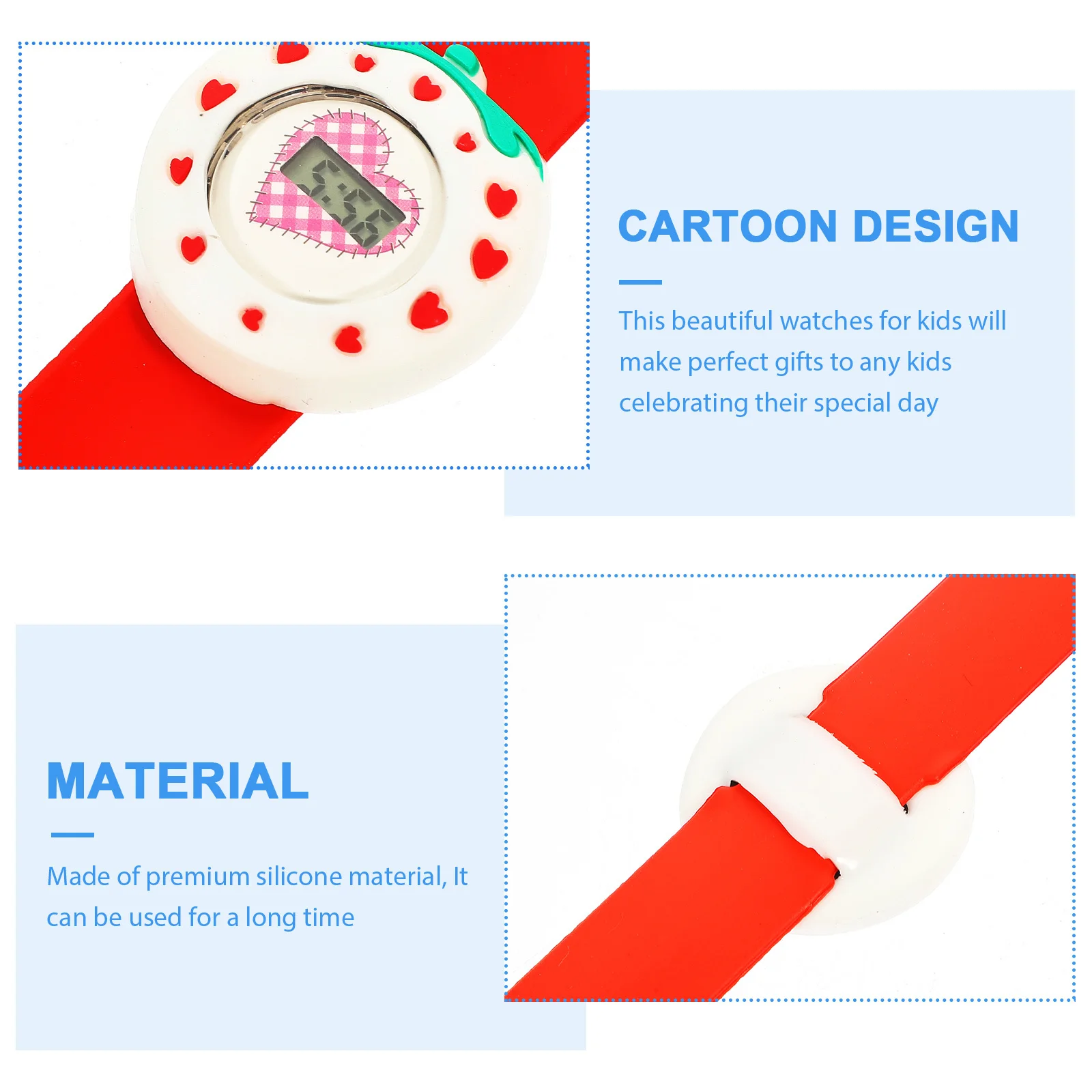 3 قطعة ساعة سيليكون كارتون معصمه الأرقام العربية الوقت التعلم باتينغ ساعة للطلاب جميلة مقاوم للماء #5