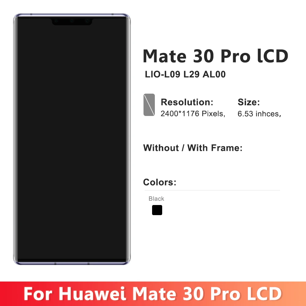 For Huawei Mate 30 Pro 5G LIO-L09 L29 AL00 TL00 LCD Display Touch Screen Digitizer Assembly For Mate 30 Pro Screen Replacement