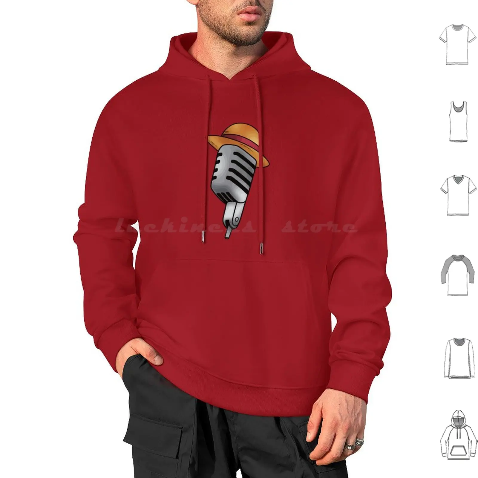 Microphone Hat Hoodie cotton Long Sleeve Hat Microphone Red Film Luffy Uta Film Red