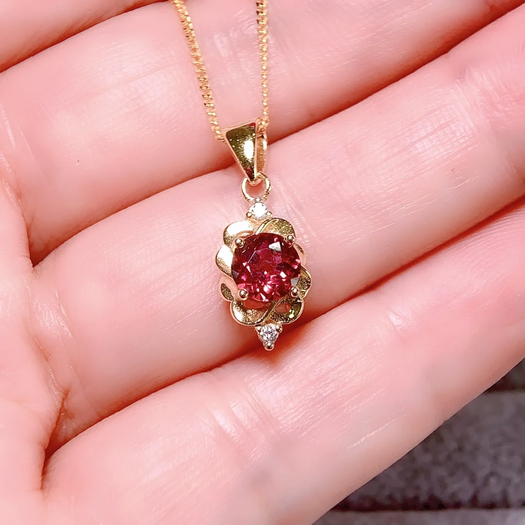 Natural magnesium aluminum garnet pendant Christmas pendant Women's necklace 925 sterling silver jewelry certified boutique