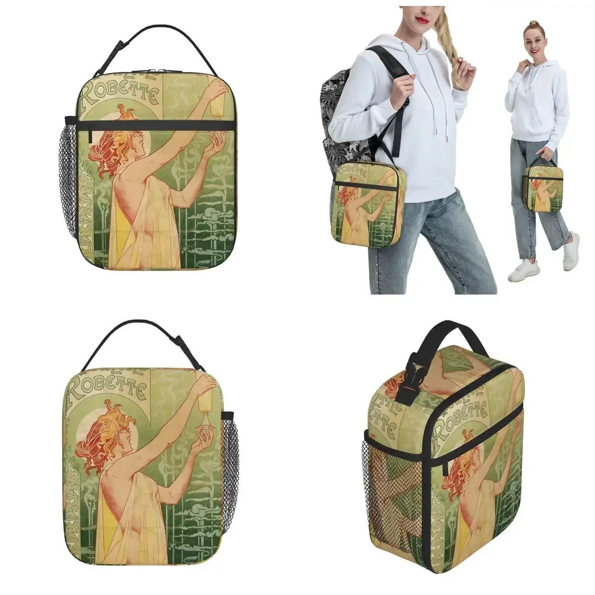 Absinthe Robette Vintage Alcohol Art Advert Insulated Lunch Bags Storage Food Box Reusable Cooler Thermal Lunch Box For Travel