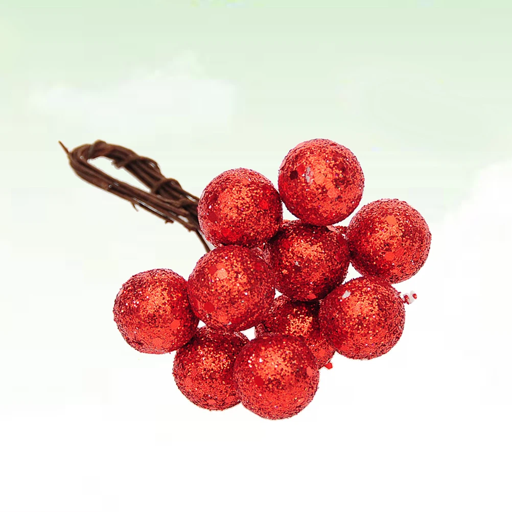 

10 Pcs Christmas Fruit Decorations Holiday Centerpieces for Dining Table Ornaments Tree Glitter Powder
