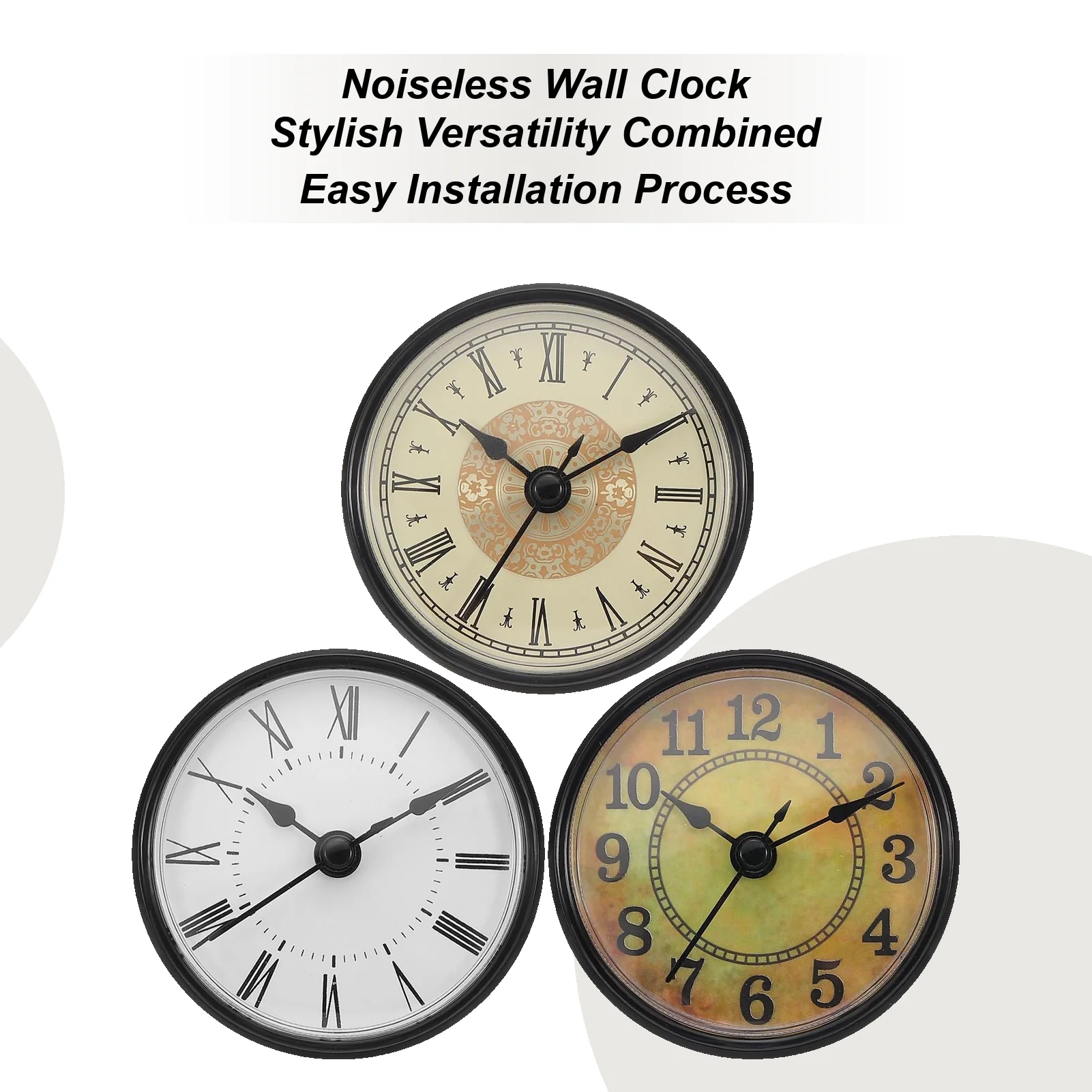 Wall Clock 3 Pieces Large Silent Easy To Read Built-In Clocks for Dormitory Hotel Restaurant Businesses Rental Living Room