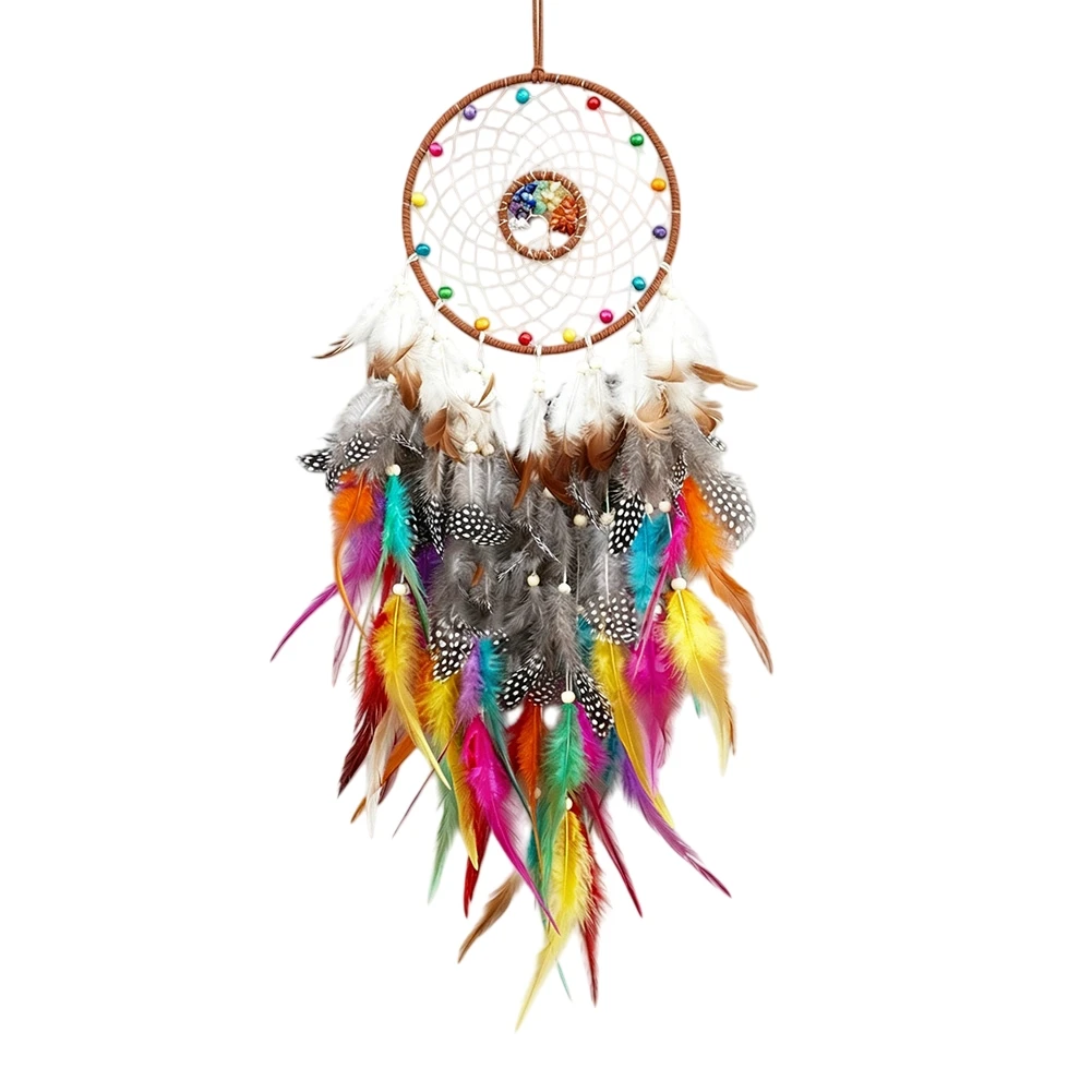Feather and For Crystal Integrated For Dream Catcher for Wall Art Installation and Interior Narrative Building