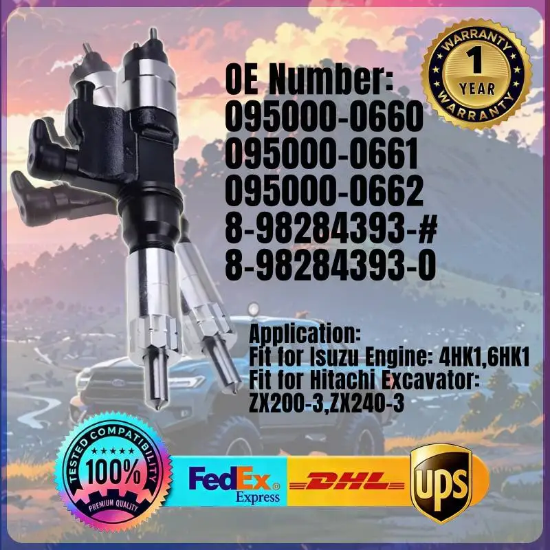 

1PC Fuel Injector 095000-0660 095000-5472 8-98284393-0 for Isuzu Engine 4HK1 6HK1 and Hitachi Excavator ZX200-3 ZX240-3