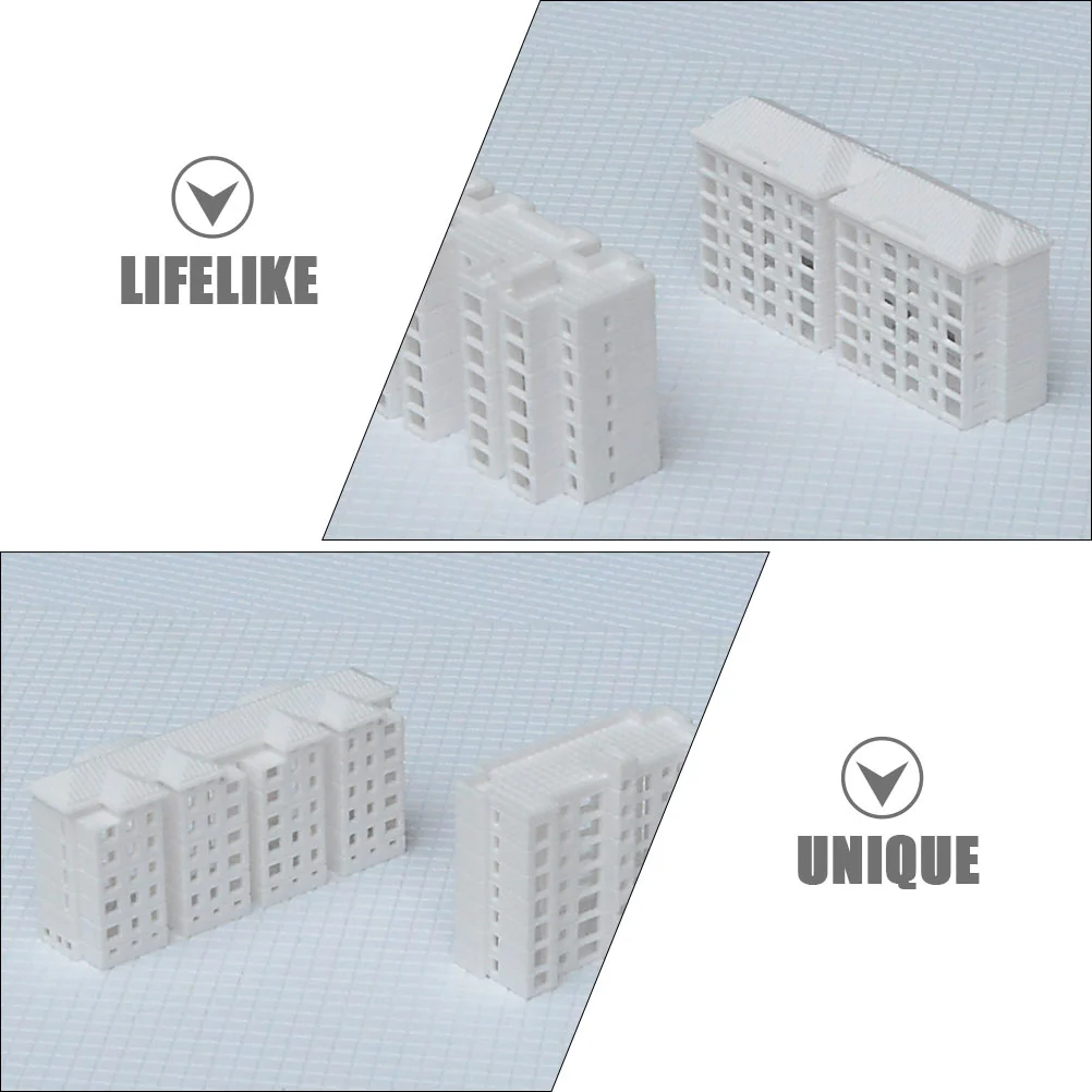 4 Pcs Miniature Architectural Model Models Apartment Building Toy House Plastic Decors for Landscaping Number