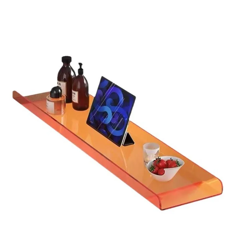 Household acrylic bathtub rack, mobile phone one-word storage bracket