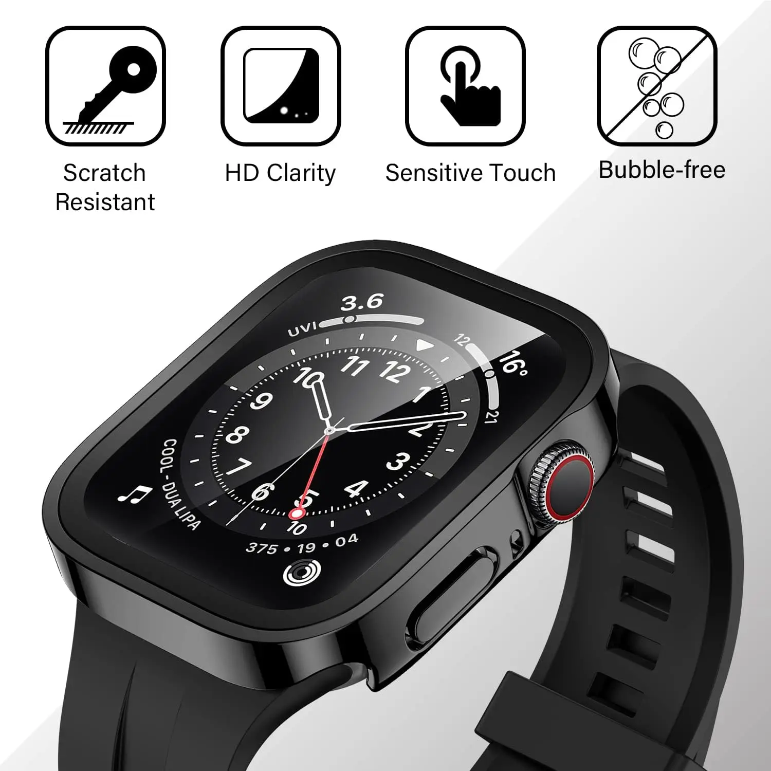 1PCS Case+Glass for Apple Watch Series 4 5 SE 6 7 8 9 10 11 40/41/42/44/45/46mm ，Screen Protector Waterproof Cover Bumper Shell