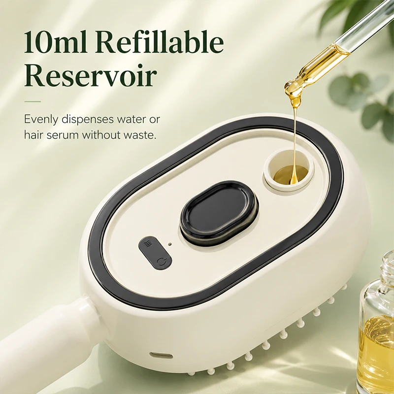Portable multi-functional spray comb electric scalp massager comes with a function for cleaning oil from hair and scalp.