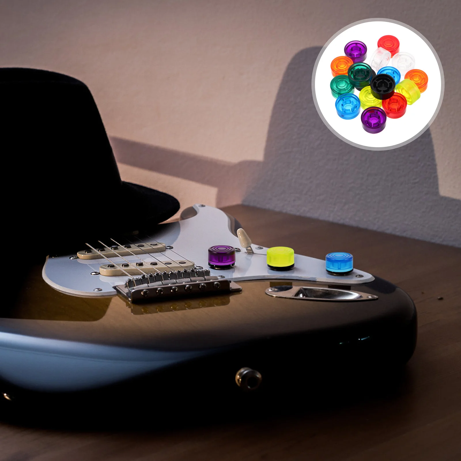 16 قطعة دواسة الغيتار Footswitch القبعات العالية متعدد الألوان 21x9.6 مللي متر مستقرة دقيقة مكابس رؤية المراحل المظلمة