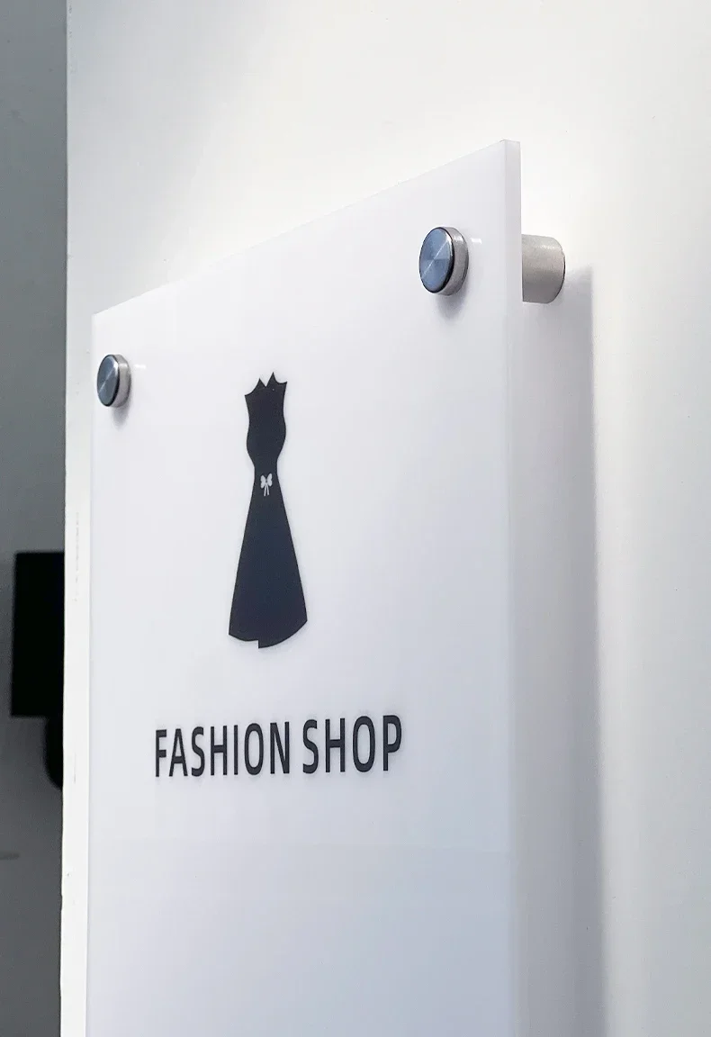 White Acrylic Signs For Business Customized for Your Shop Company with Sogan Text or Your Business Hours