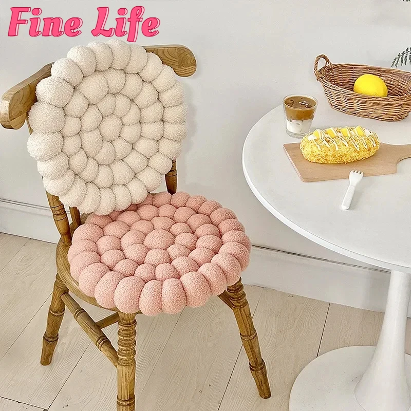 

Light Luxury Handmade Dining Chair Office Cushions Sofa Backrest Solid Color Bay Window Polar Fleece Warm Futon Tatami Modern