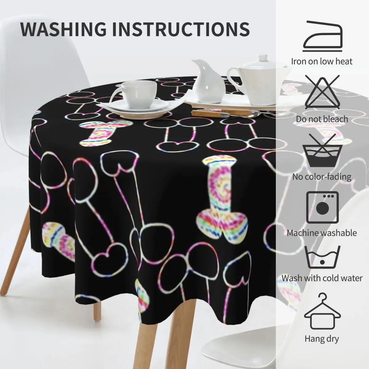 التعادل صبغ القضيب نمط مقاوم للماء مفرش المائدة المستديرة Oilproof مفرش طاولة للمناسبات المطبخ غطاء طاولة الطعام 60 بوصة #3