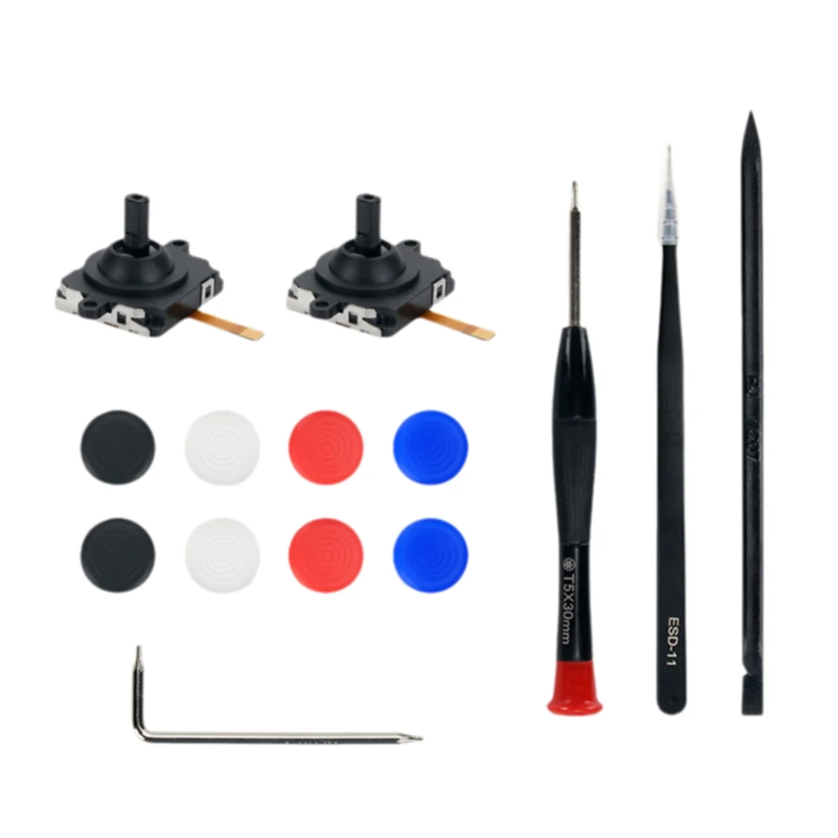 T35C Ersatz für 3 VR-Griffe, 3D-Analog-Joysticks, Daumenstift mit 8 Silikonhüllen und Demontagewerkzeug