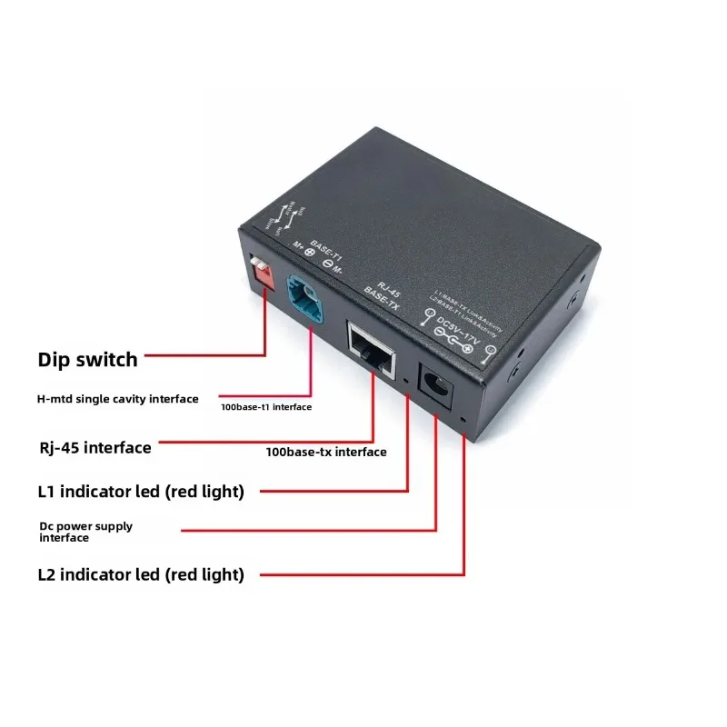 100BASE‑T1 To 100BASE‑TX Ethernet Converter, 100Mbps RJ45 Automotive Adapter for Vehicle OBD Diagnostic Testing