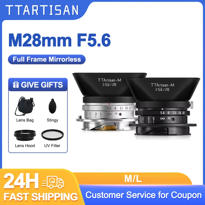 TTArtisan 28mm F5.6 Full Frame Large Aperture Manual Prime Camera Lens for Leica L Mount Leica M Mount Camera M5 M6 M9 M10