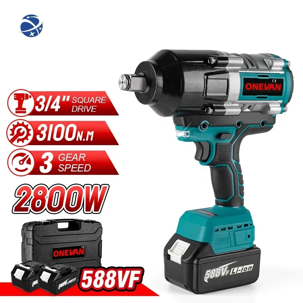 3100NM Brushless Electric Wrench 3/4 inch Cordless Impact Wrench 588VF Battery Handheld Power Tool For makit 18v Battery