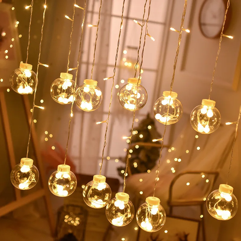 Led Light Curtain Lights Festoon Garland Christmas Decorations New Year\'s Eve Room Holiday Lighting Bedroom String for Living