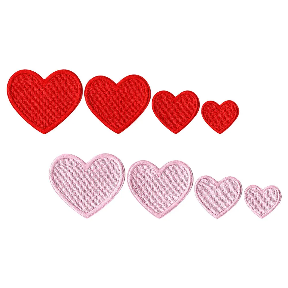 

8Pcs Heart Shape Embroidery Patches Iron on Or Sew on for Clothing Footwear Accessories DIY Fashion Decoration Red Pink Options