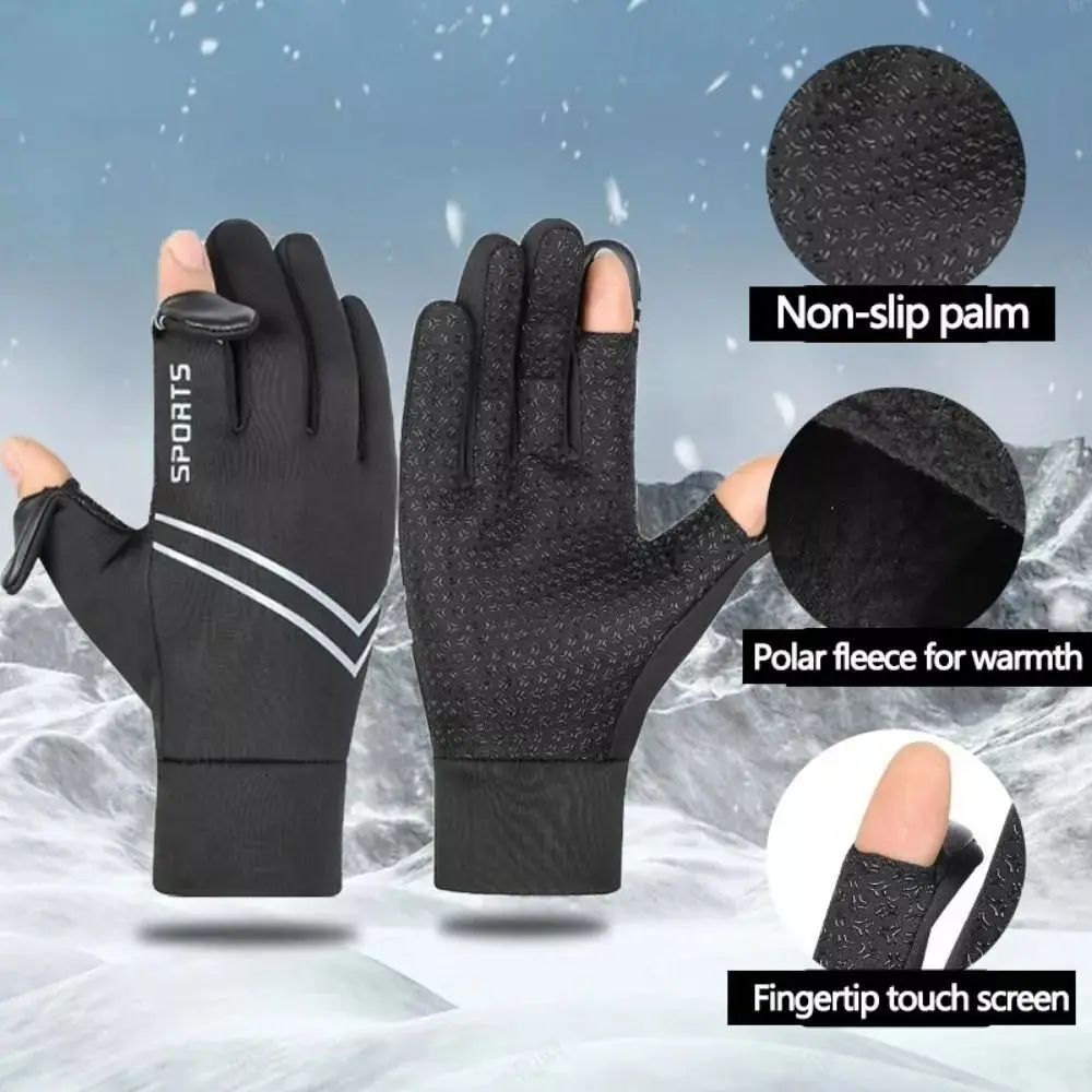 Casual Anti-Slip Winter Gloves Touchscreen Thicken Thermal Cycling Gloves Double Layer Windproof Ski Gloves