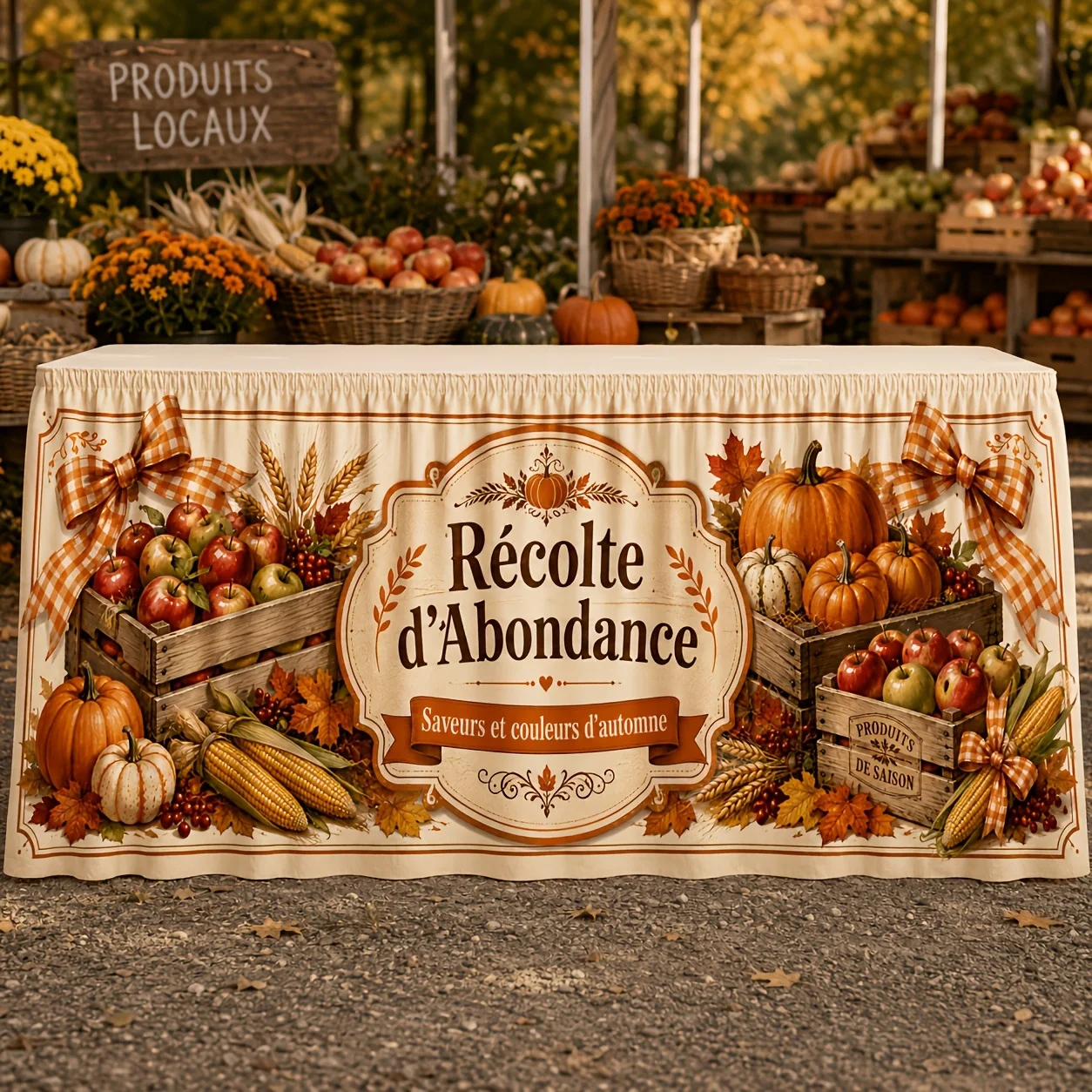 One party table skirt for autumn Thanksgiving farmhouse, made of polyester materialxzj