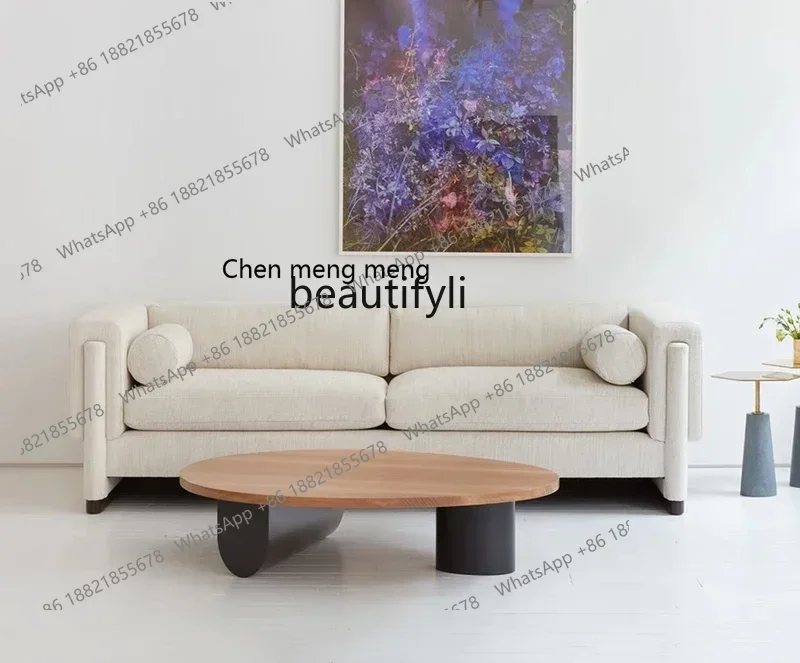 

SS ss7486 Creative and simple wabi-sabi wind solid wood combination round oak coffee table living room household small apartment