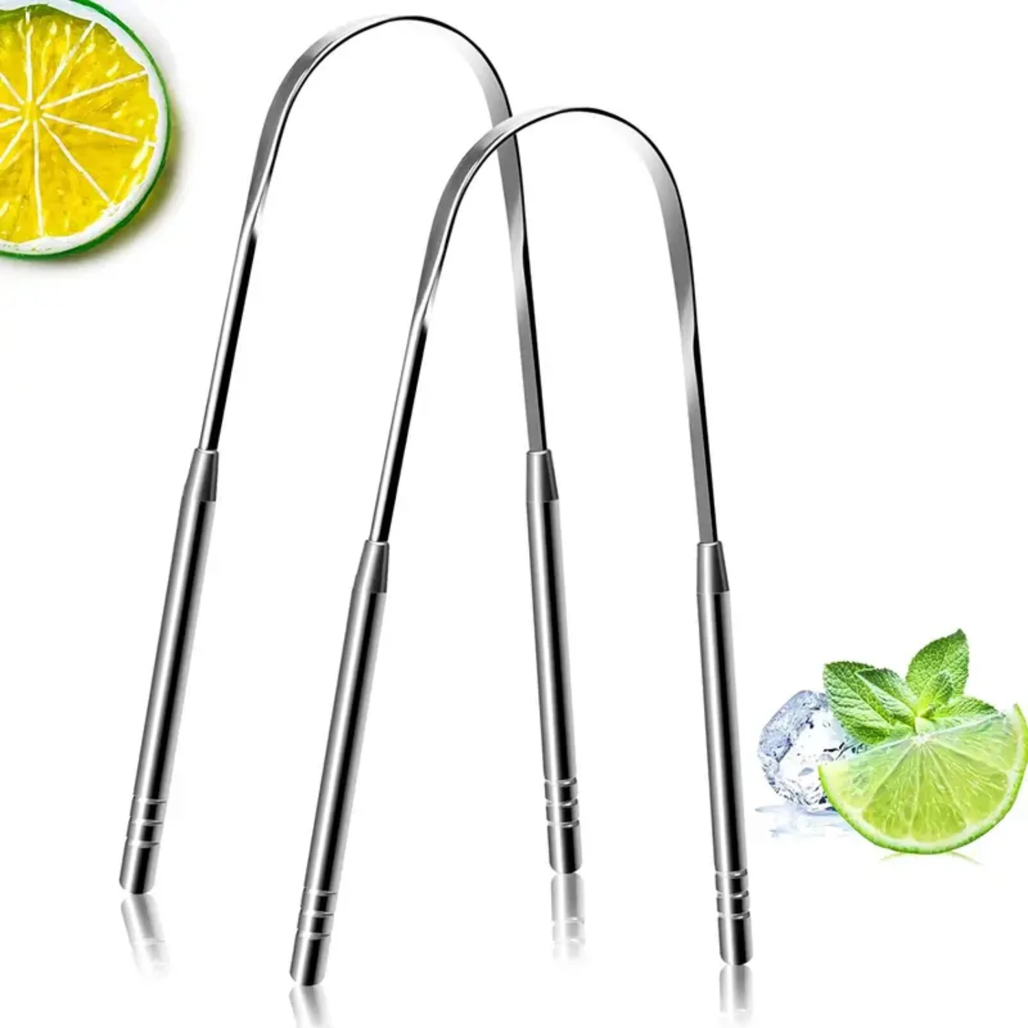 

Top-Rated High-Quality Professional 2 Pack of Effective and Gentle 304 Surgical Stainless Steel Tongue Cleaner for Adults and Ki