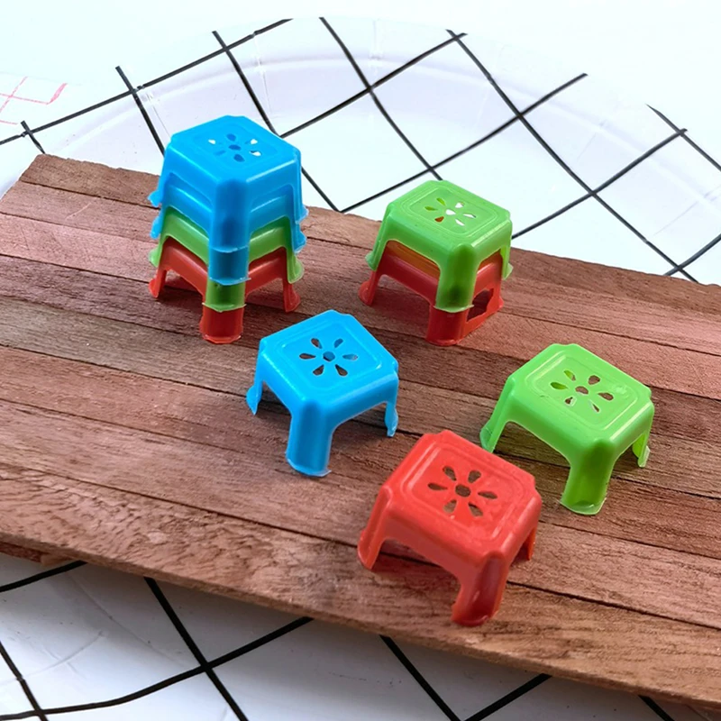 10Pcs 1:12 Puppenhaus Miniatur Möbel Stuhl Hocker Modell Spielzeug für Mini Dekoration Puppenhaus Zubehör