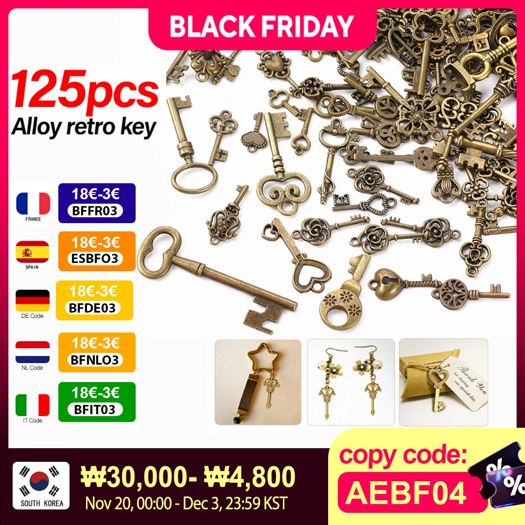 

125/40Pcs Vintage Bronze Metal Love Key Mixed Small Key For Charms Pendant Necklace Jewelry Making Diy Handmade Craft Decoration