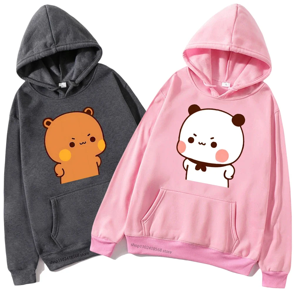 

Cute Bubu Is Yelling At Dudu Hoodies for Men's Sweatshirt Women Couple Clothes Panda Bear Casual Kawaii Tops Y2k Sudadera Fleece