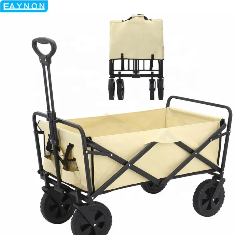 Eaynon Outdoor Folding Collapsible Utility Portable Adjustable Heavy Duty Garden Beach Picnic Foldable Camping Wagon Cart