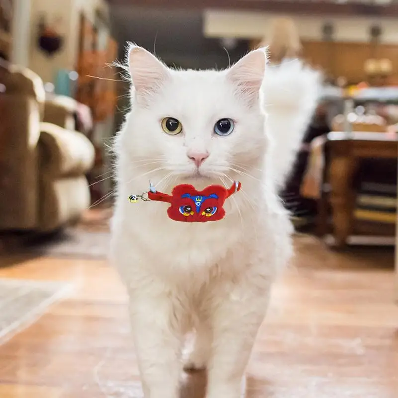 Cat Bell Collar Adjustable Cute Lion Holiday Pet Collar Pet Accessories Training Collar Cat New Year Outfit For Kittens