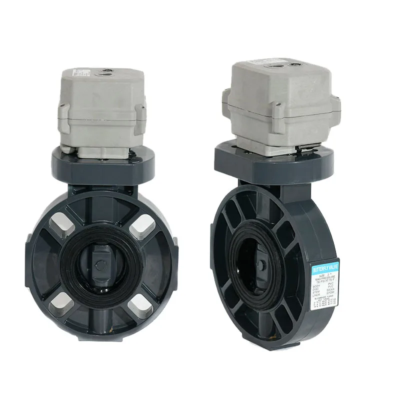 Control Water Flow Actuator Motorized Mmov Operated Butterfly Valves Mini Electric Actuator Valve PVC Butterfly Valve