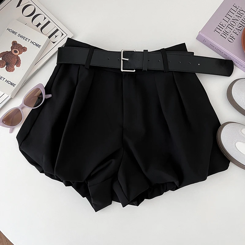 

Женские шорты-фонарики с цветочным принтом, модные плиссированные брюки с высокой талией, утягивающие, однотонные, пышные, А-силуэта, с поясом