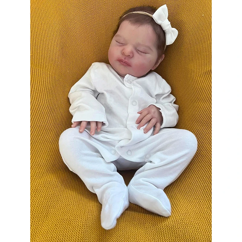 

19inch Finished Doll Newborn Baby Laura Premium Make-up 3D Skin Visible Veins Bebe Reborn Sleeping Collectible Art Doll for Girl