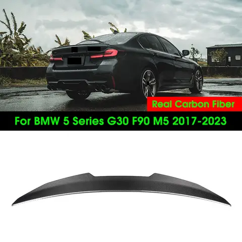 리얼 드라이 탄소 섬유 리어 트렁크 스포일러 윙, BMW 5 시리즈 G30 F90 M5 2017-2023 자동차 스타일링 부트 리드 립 테일 액세서리