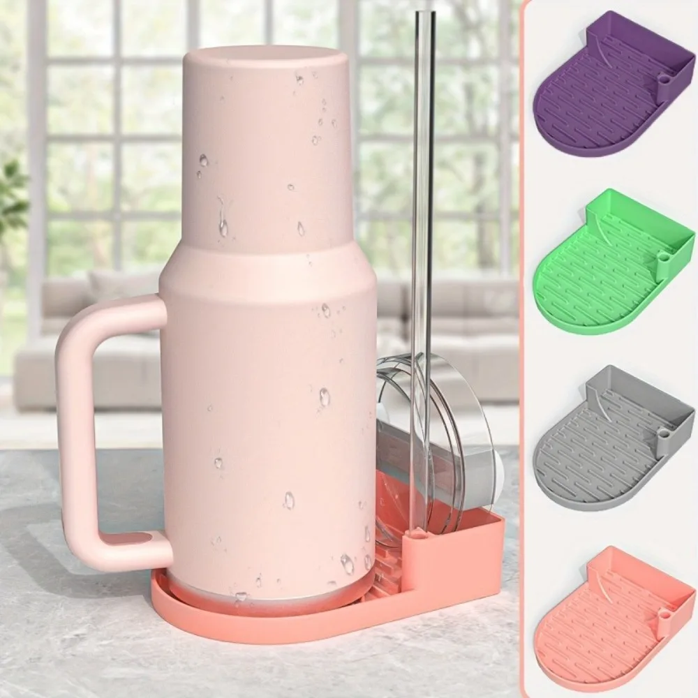 

Silicone Cup Drying Rack Easy To Clean Heat-resistant Water Mug Draining Holder Stand with Straw Holder Tumbler Drying Station