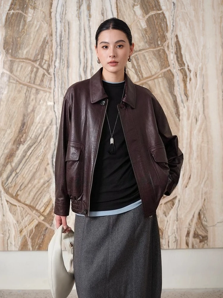 

Classic Black Genuine Leather Jackets Women Spring Autumn High-end Simple Casual Solid Soft Real Sheepskin Coat lederjacke damen