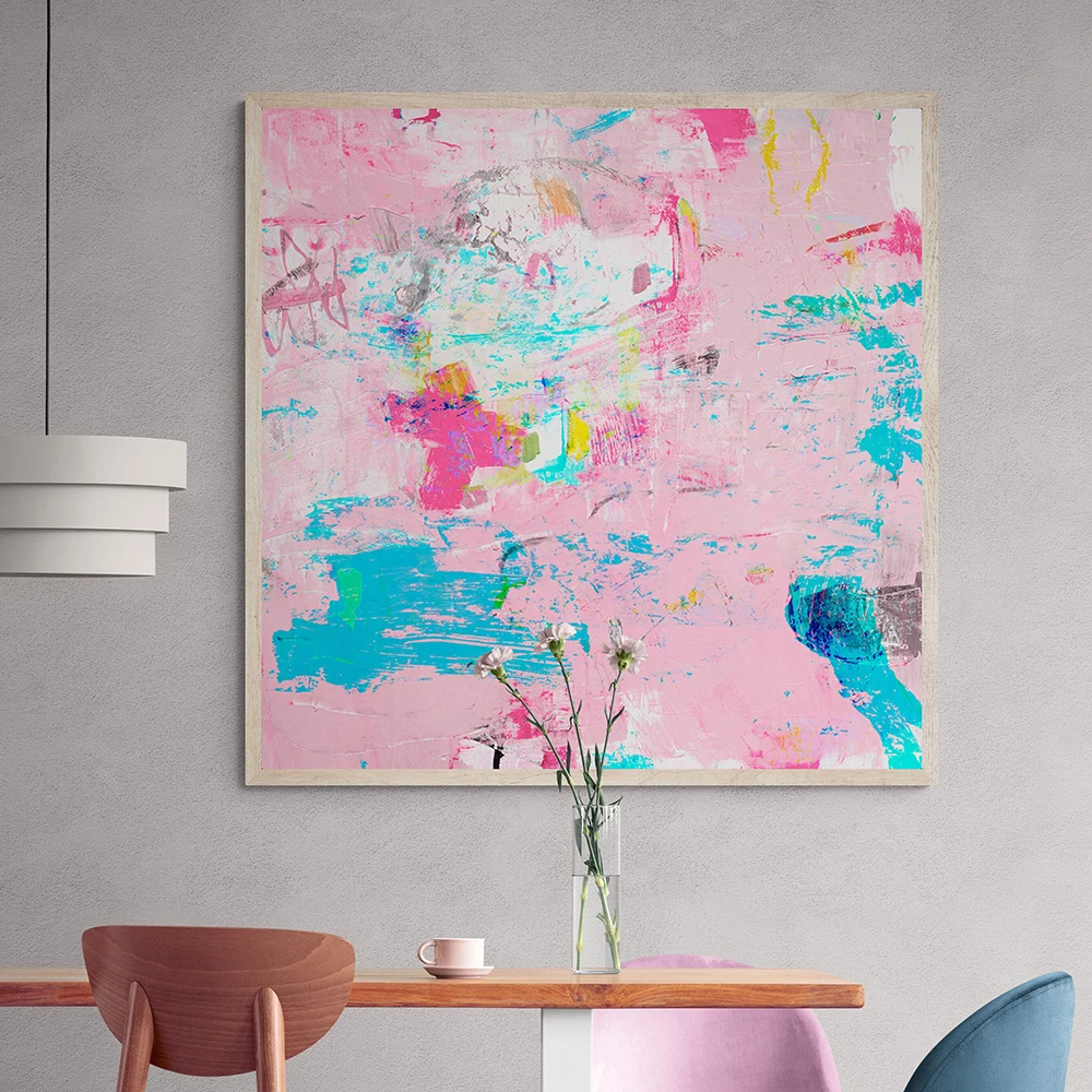 

Minimalist Pink Abstract Graffiti Poster Modern Colorful Brush Wall Art Canvas Painting Living Room Home Decoration Picture Gift