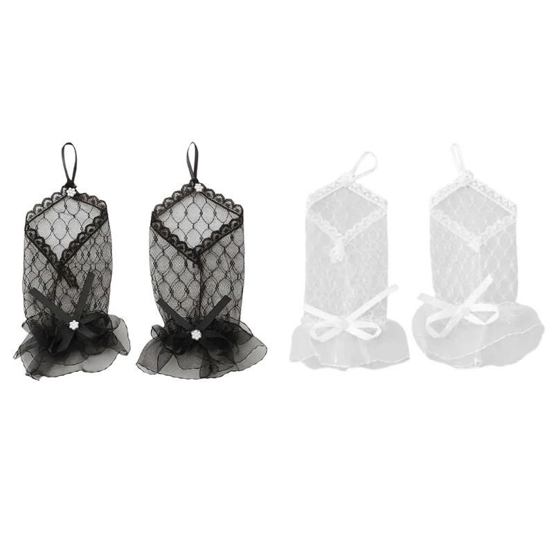 

652F Evening Dinner Gloves Lace Brim for Operas Proms for Women and Girls 1920s Theme Musical Operas Dancing