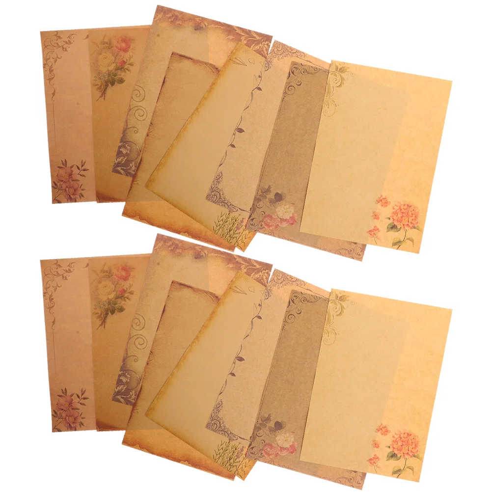 Retro Envelopes Paper Kraft Border Letter Set Writing Supplies Vintage Stationary