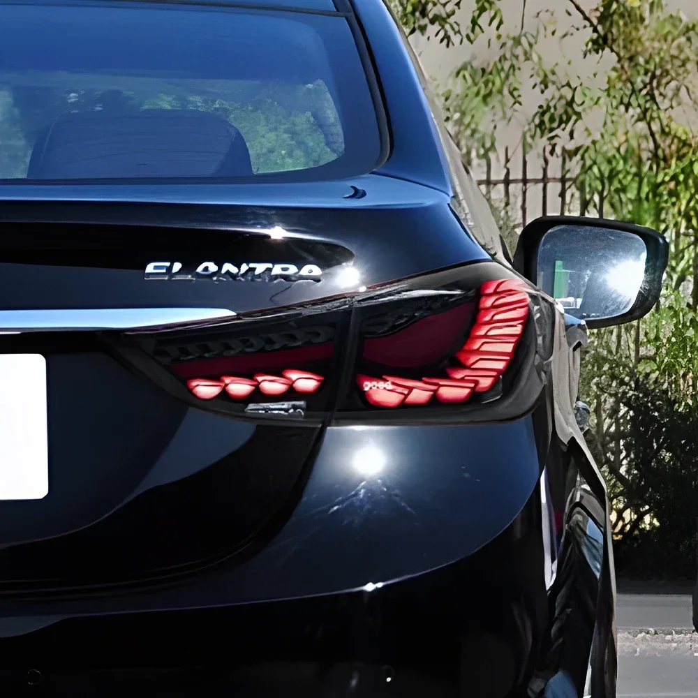 

Для Hyundai Elantra 2012-2016 светодиодные автомобильные задние фонари в сборе, обновленный динамический дракон, поворот, автомобильные задние фонари, аксессуары