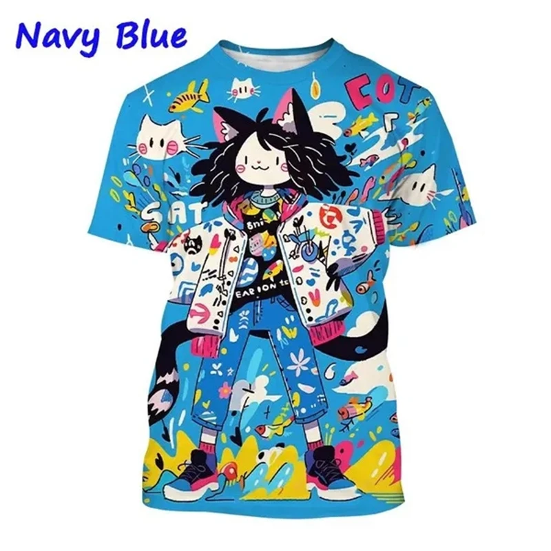 New Cartoon Graffiti 3D Printed T-shirt Comic Characters Hand-painted Art  T Shirts Short-sleeved Men's And Women's Kids Tops